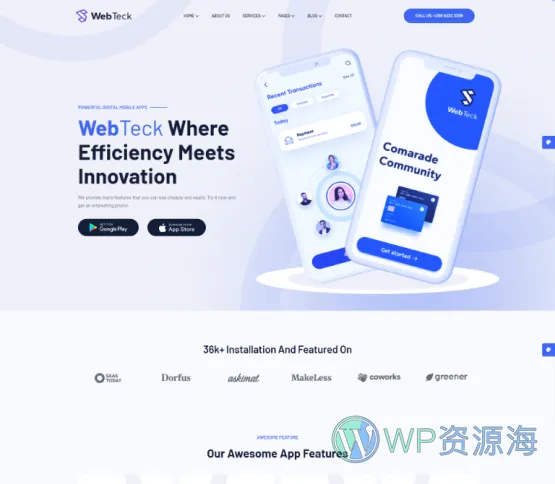Webteck-互联网IT科技公司网站模板WordPress主题插图1-WP资源海