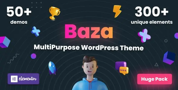 Baza-漂亮多用途3D插画风WordPress主题