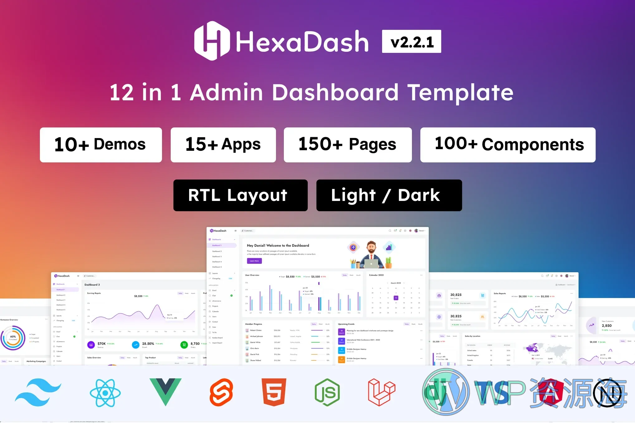 HexaDash-多框架适配前端开发网页模板套件插图-WP资源海 HexaDash-多框架适配前端开发网页模板套件插图-WP资源海