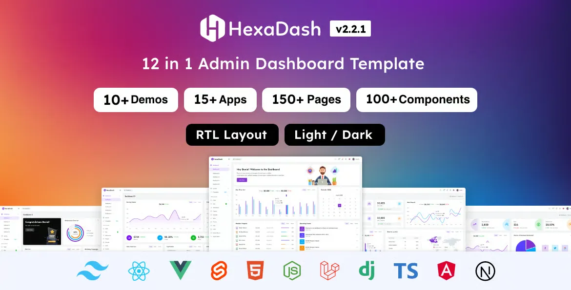 HexaDash-多框架适配前端开发网页模板套件