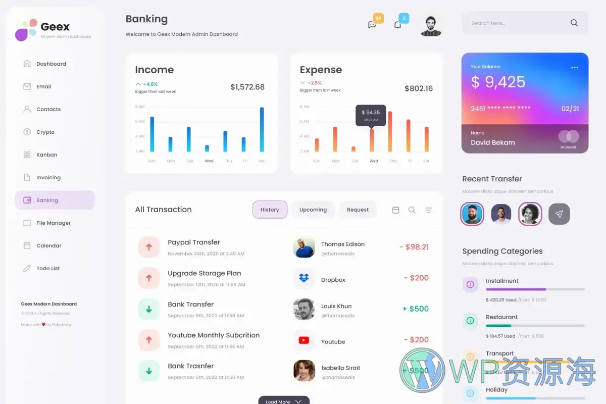 Geex | Bootstrap5 后台管理仪表板 HTML 模板[更至v1.0.2]插图4-WP资源海