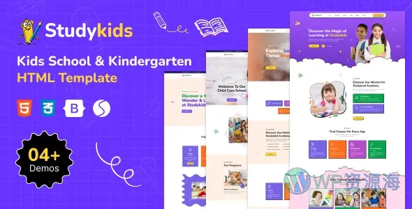 Studykids | 幼儿园学校网站 HTML 网页模板插图-WordPress资源海