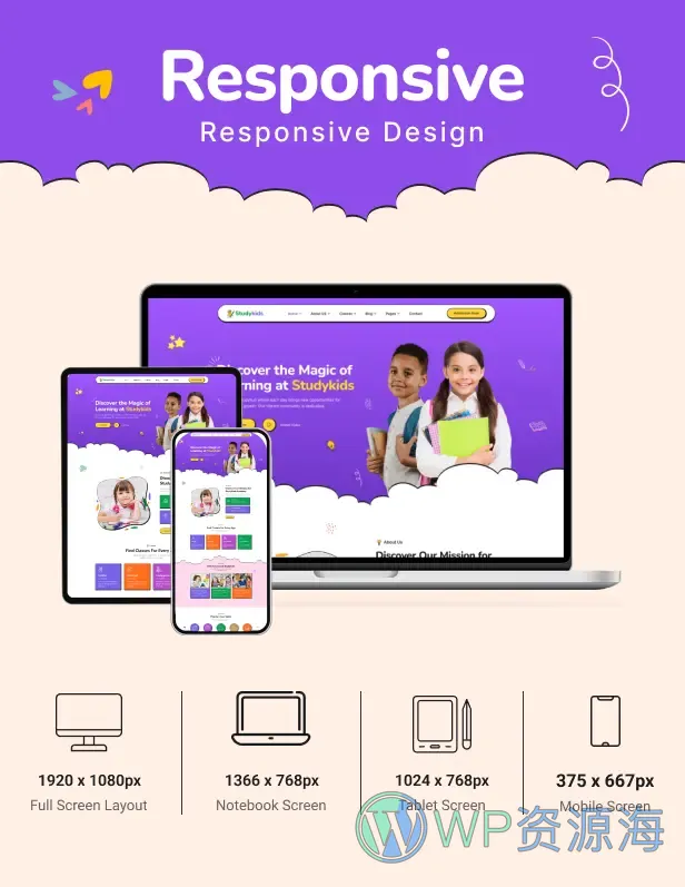 Studykids | 幼儿园学校网站 HTML 网页模板插图1-WP资源海