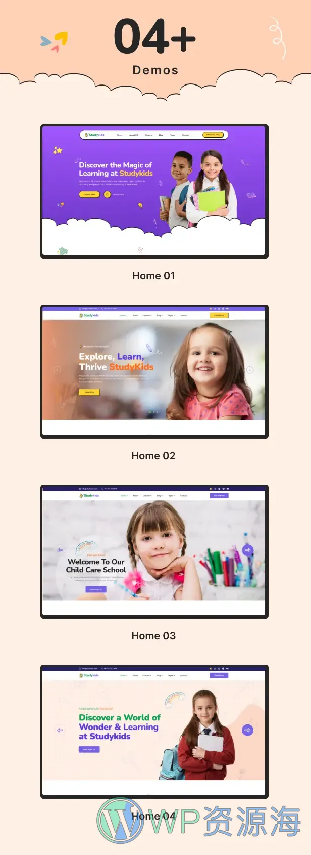 Studykids | 幼儿园学校网站 HTML 网页模板插图2-WP资源海