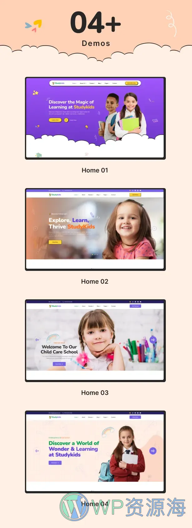 Studykids | 幼儿园学校网站 HTML 网页模板插图2-WordPress资源海