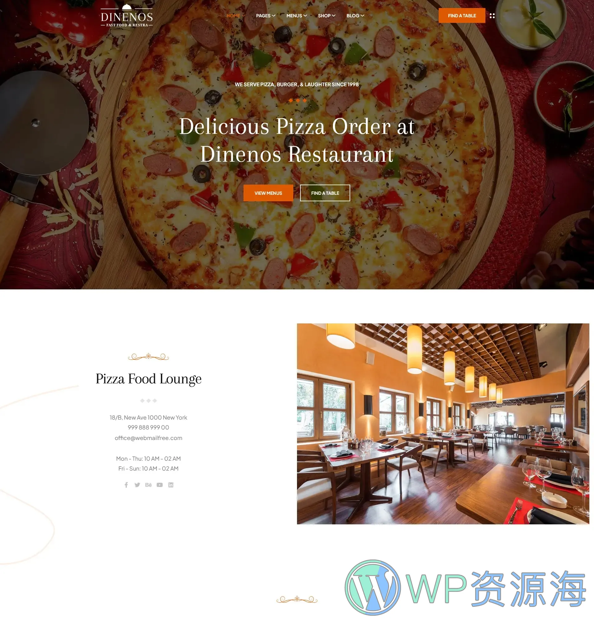 Dinenos | 汉堡披萨快餐店西餐厅HTML网站模板插图4-WordPress资源海