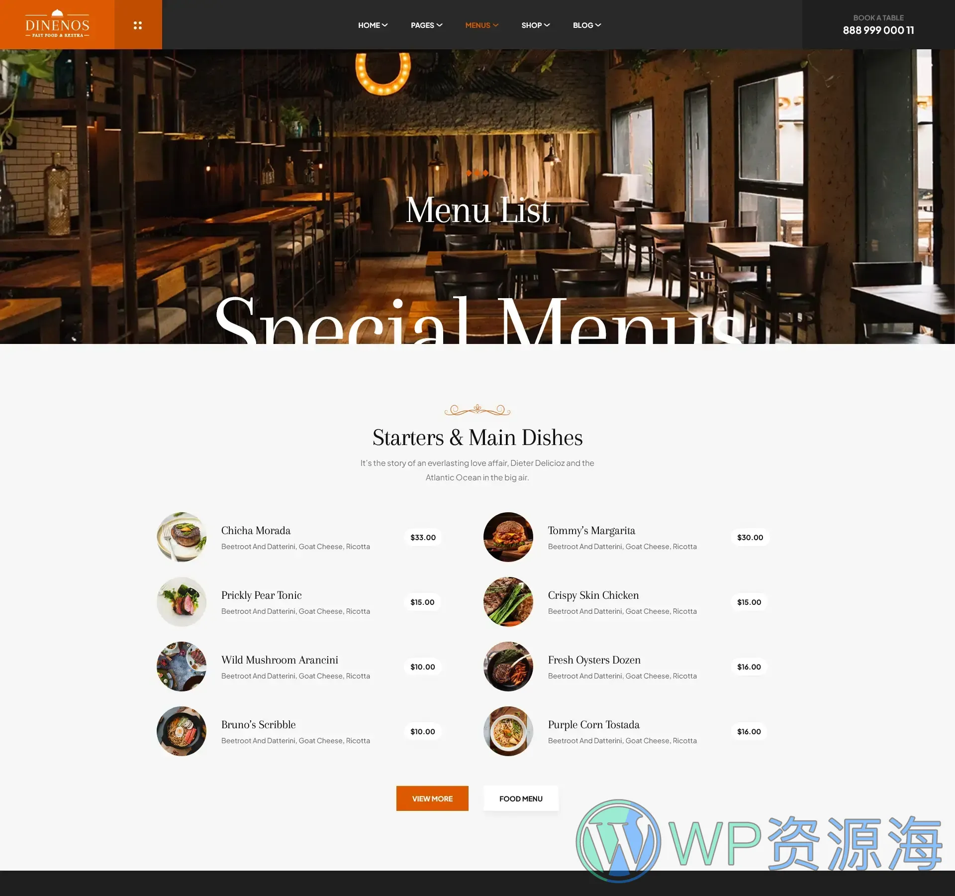 Dinenos | 汉堡披萨快餐店西餐厅HTML网站模板插图17-WP资源海