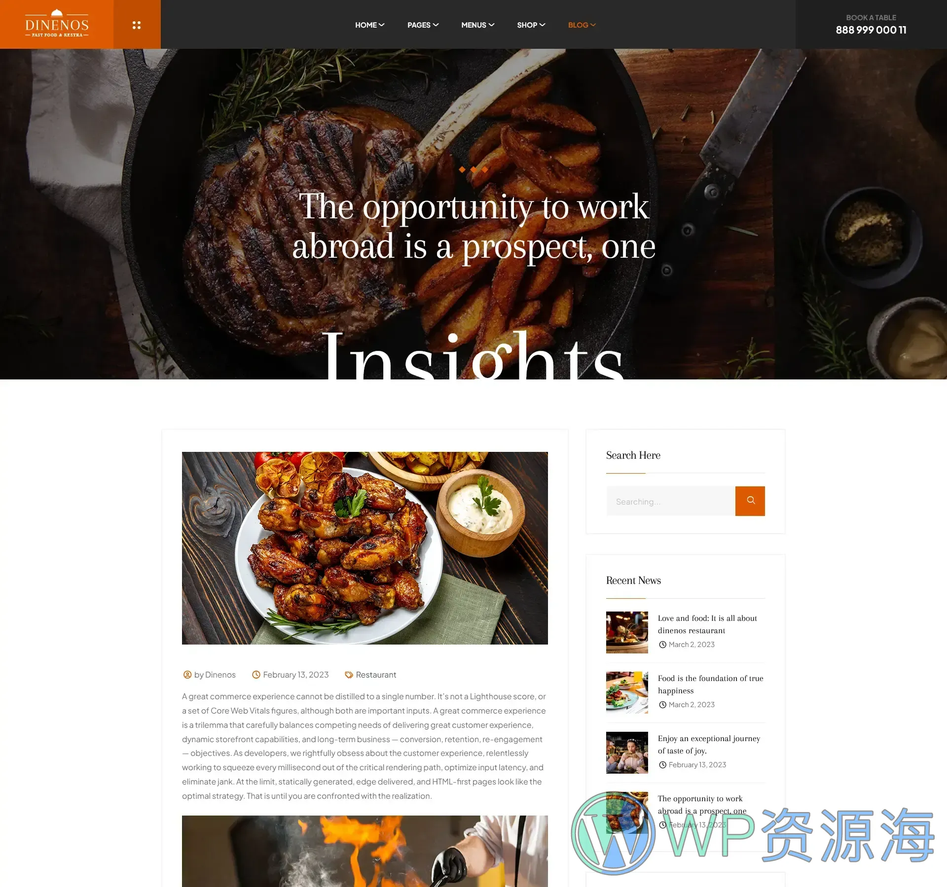 Dinenos | 汉堡披萨快餐店西餐厅HTML网站模板插图16-WP资源海