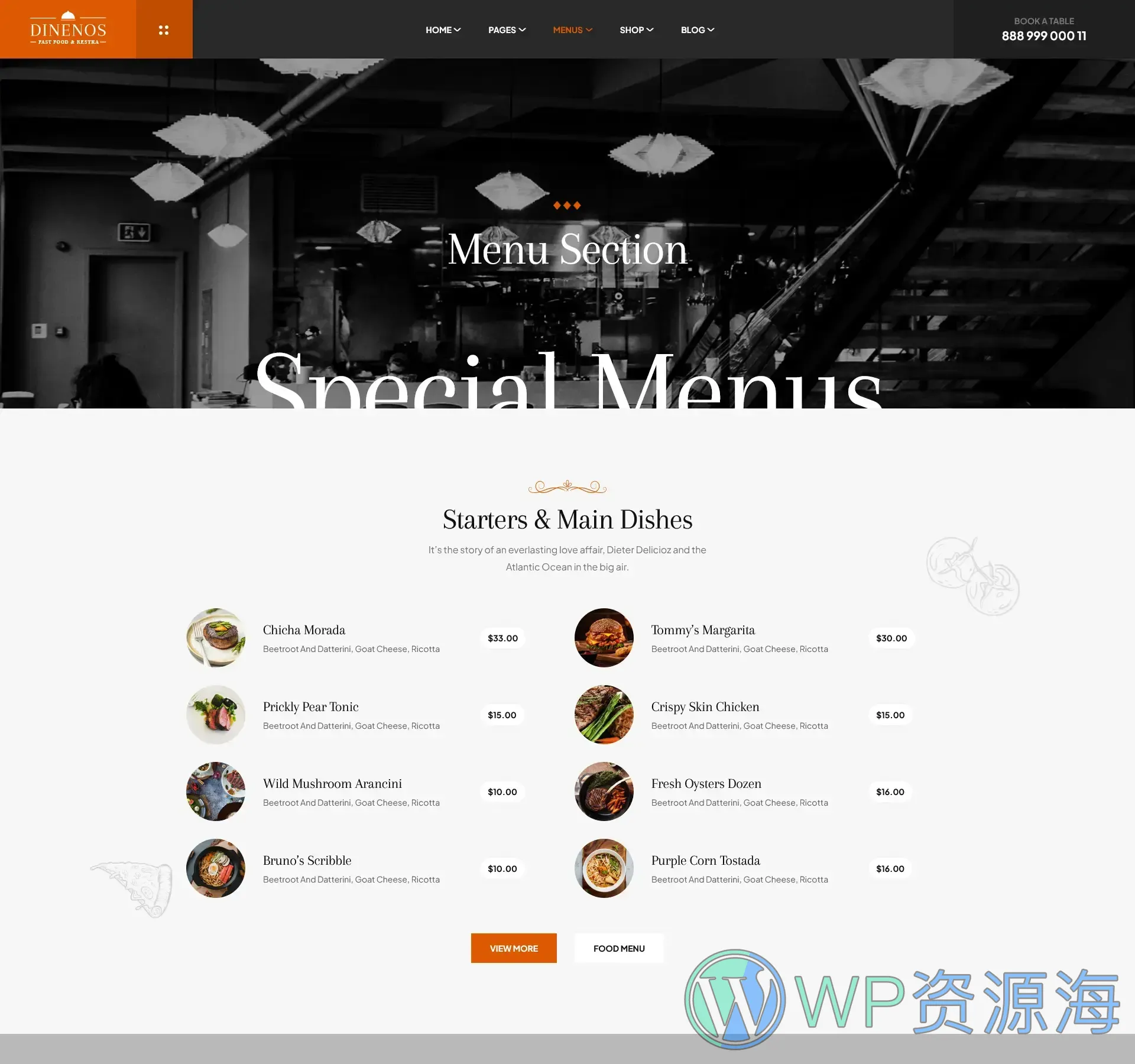 Dinenos | 汉堡披萨快餐店西餐厅HTML网站模板插图9-WordPress资源海