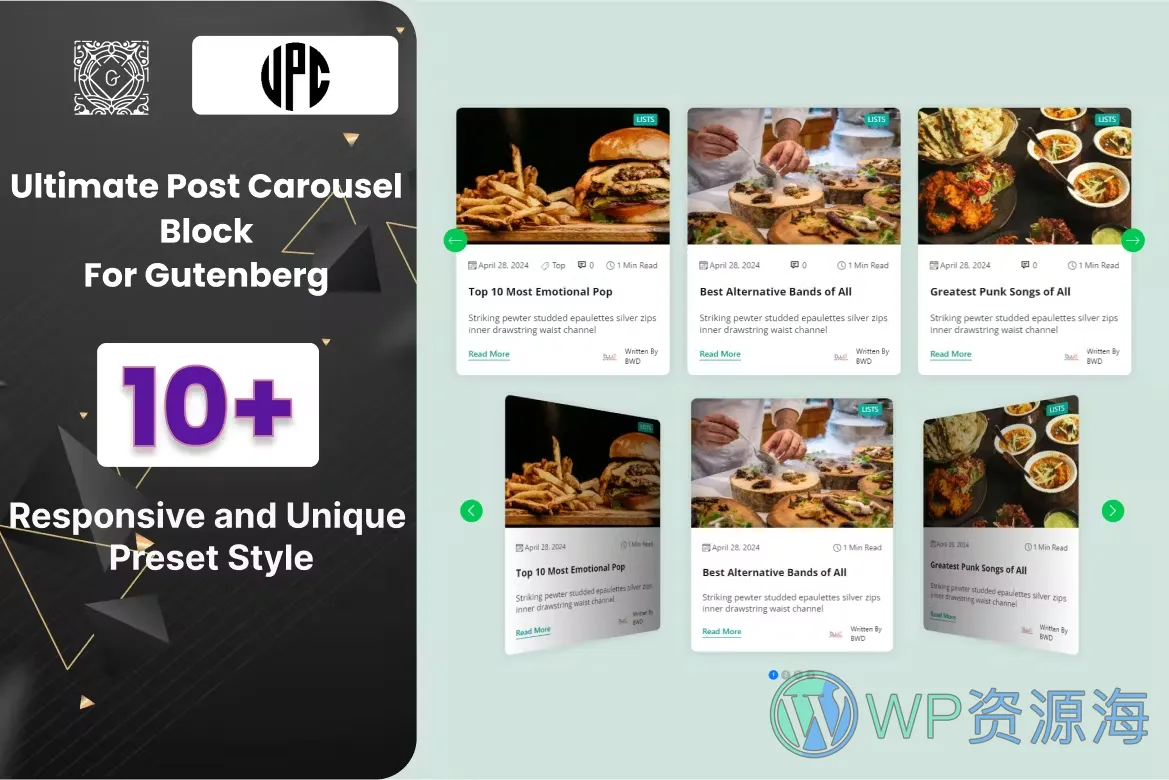BWD Post Carousel Block-古腾堡文章轮播滑块WordPress插件插图-WP资源海
