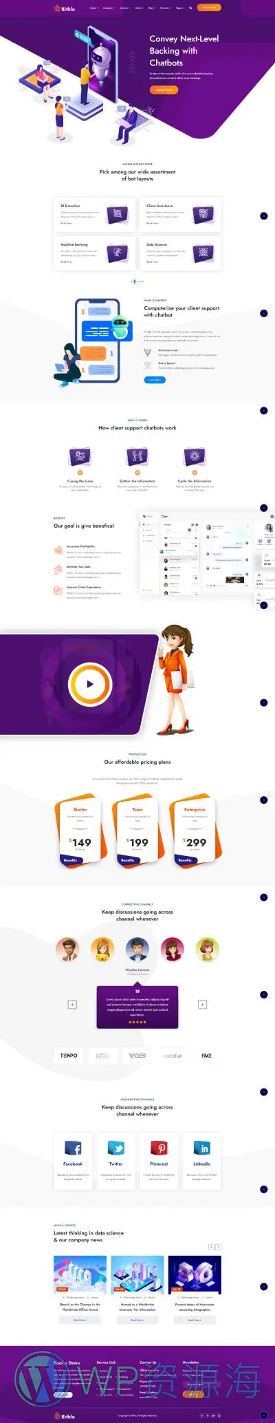 Bithlo：数据科学与人工智能网站HTML模板插图6-WP资源海
