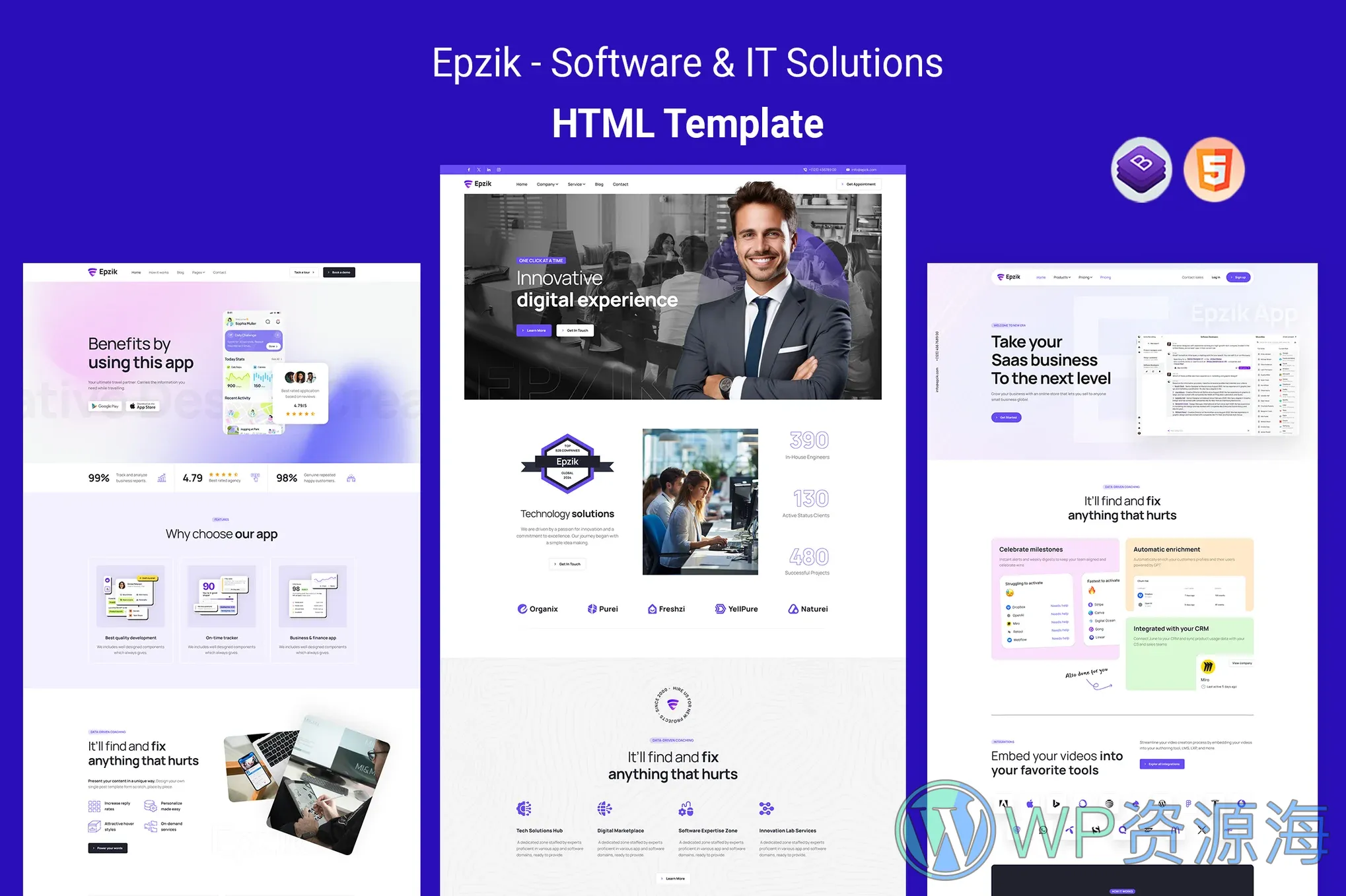 Epzik-互联网软件科技公司HTML网站模板插图-WP资源海