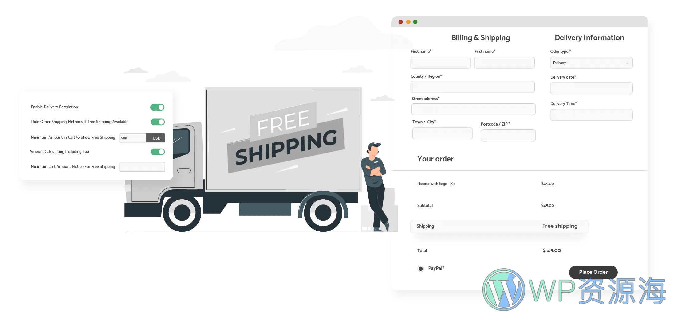 WooCommerce Delivery & Pickup Date Time Pro-送货日期和配送时间管理插件插图17-WP资源海