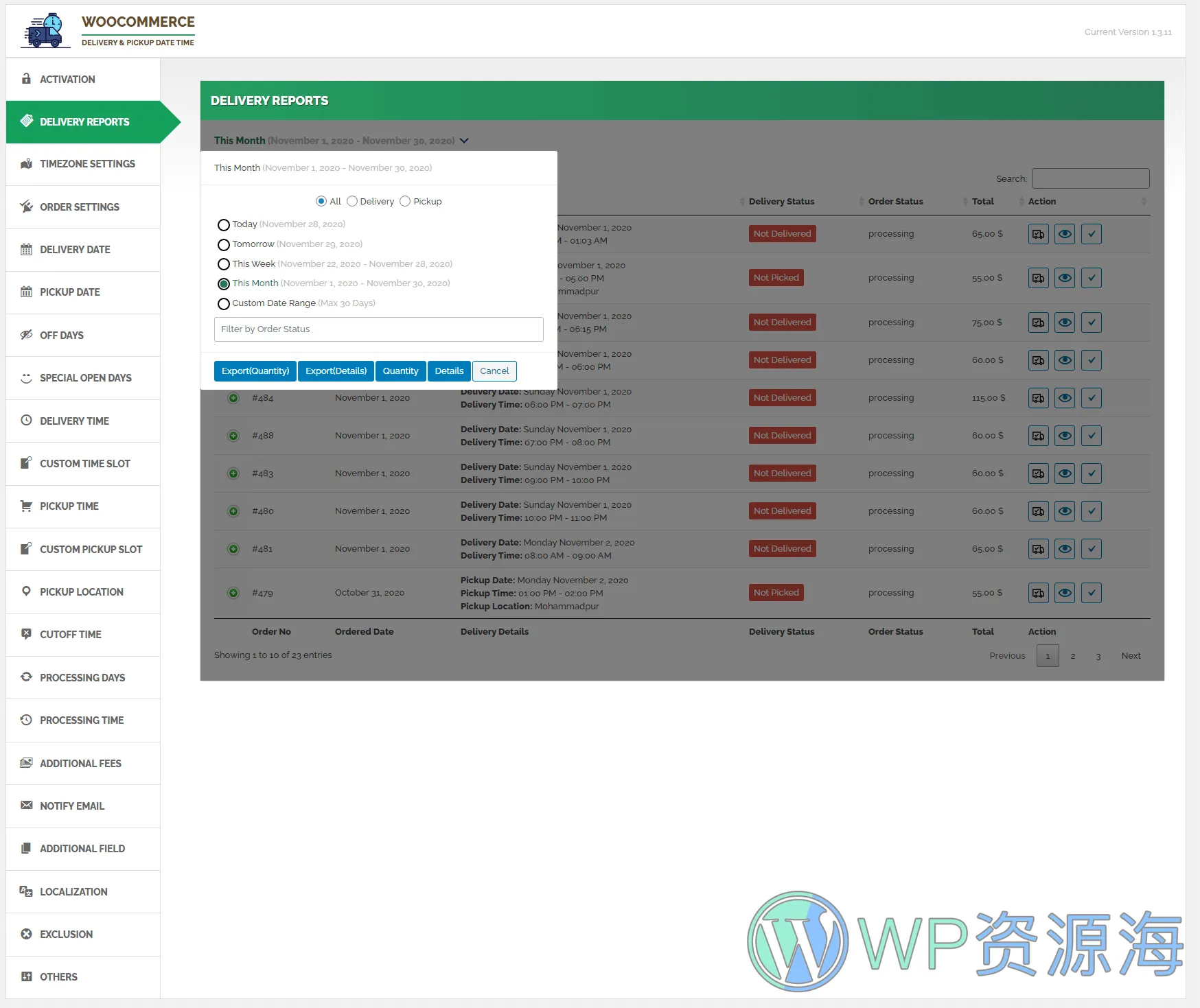 WooCommerce Delivery & Pickup Date Time Pro-送货日期和配送时间管理插件插图30-WP资源海