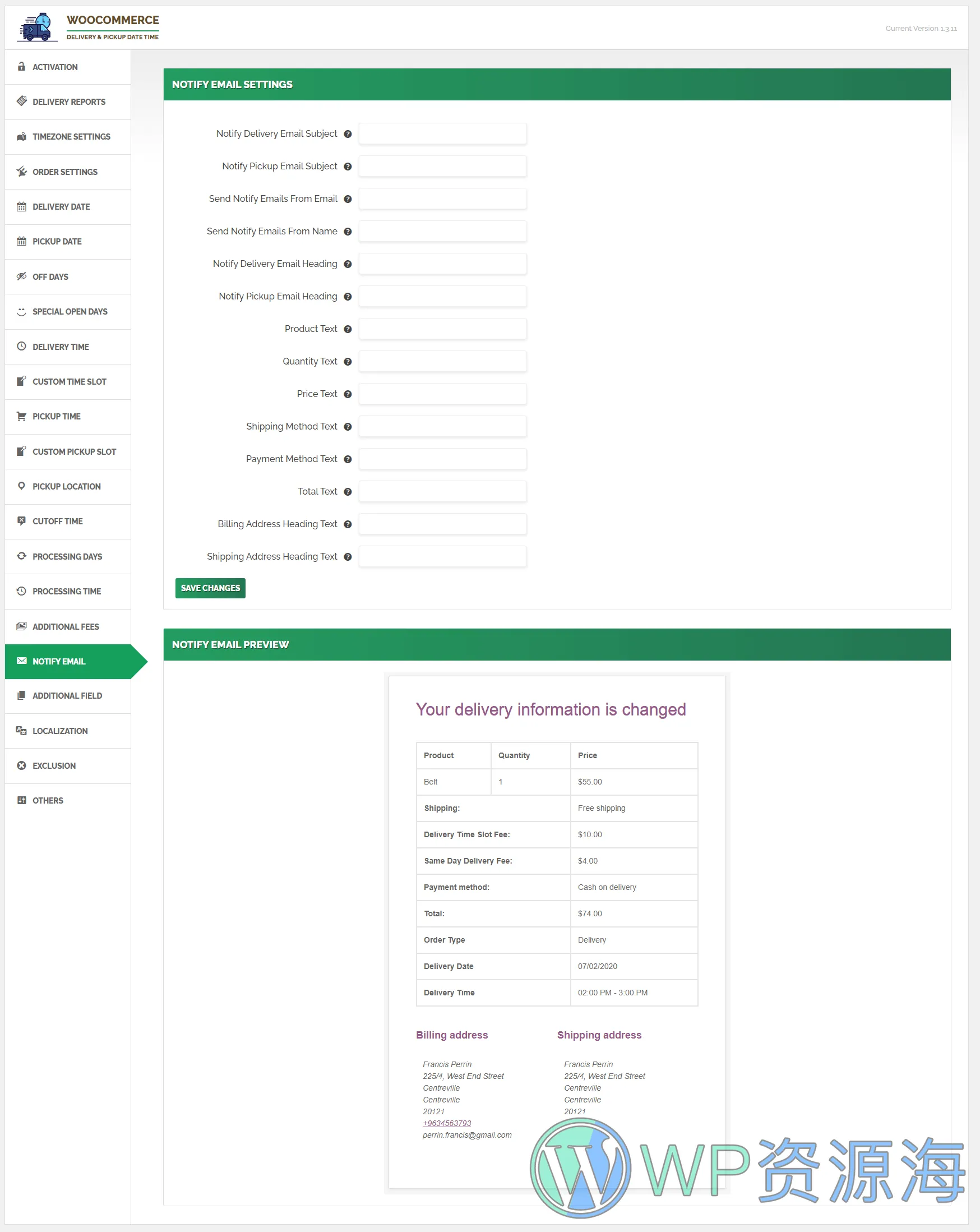 WooCommerce Delivery & Pickup Date Time Pro-送货日期和配送时间管理插件插图33-WP资源海