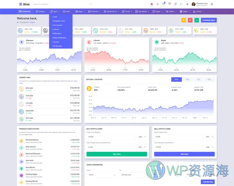 Xino-加密货币区块链网站后台管理HTML模板插图8-WP资源海