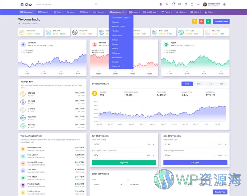 Xino-加密货币区块链网站后台管理HTML模板插图10-WordPress资源海