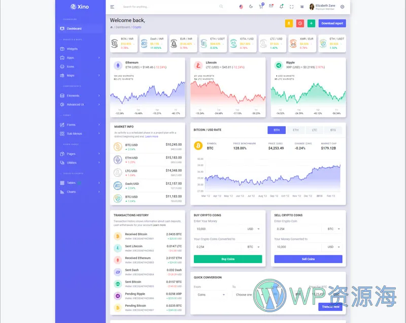 Xino-加密货币区块链网站后台管理HTML模板插图13-WP资源海
