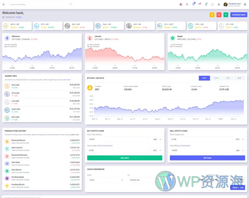 Xino-加密货币区块链网站后台管理HTML模板插图14-WP资源海