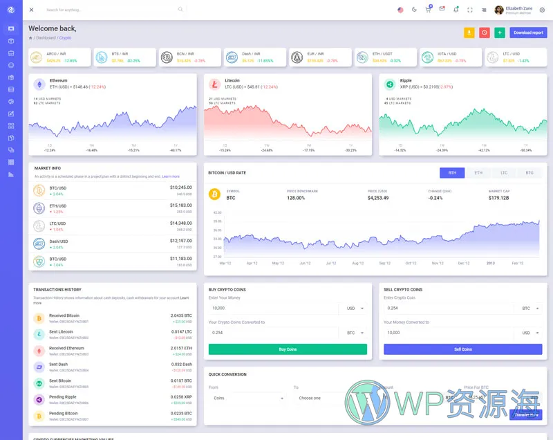 Xino-加密货币区块链网站后台管理HTML模板插图16-WordPress资源海