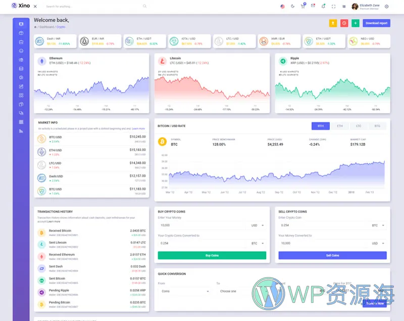 Xino-加密货币区块链网站后台管理HTML模板插图17-WP资源海