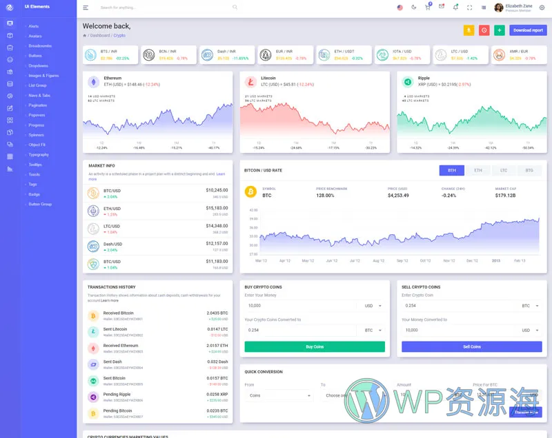 Xino-加密货币区块链网站后台管理HTML模板插图18-WP资源海