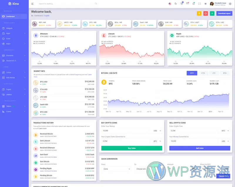 Xino-加密货币区块链网站后台管理HTML模板插图20-WP资源海
