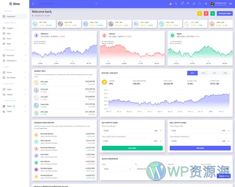 Xino-加密货币区块链网站后台管理HTML模板插图22-WP资源海