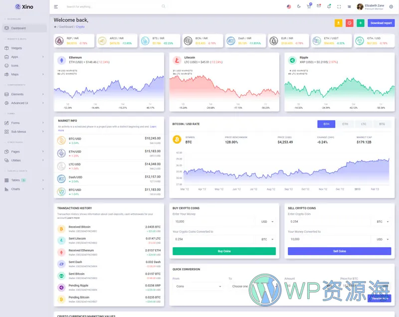 Xino-加密货币区块链网站后台管理HTML模板插图23-WP资源海