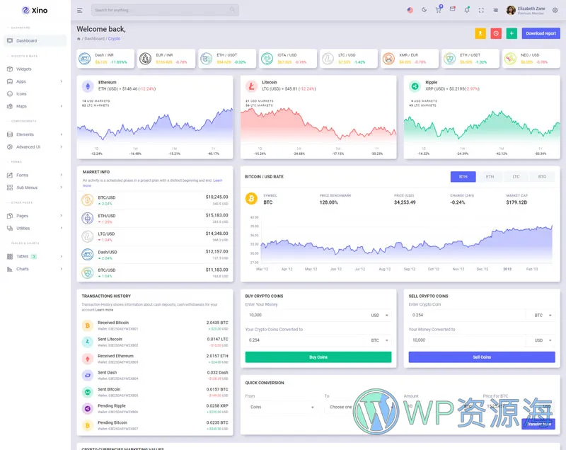 Xino-加密货币区块链网站后台管理HTML模板插图24-WP资源海