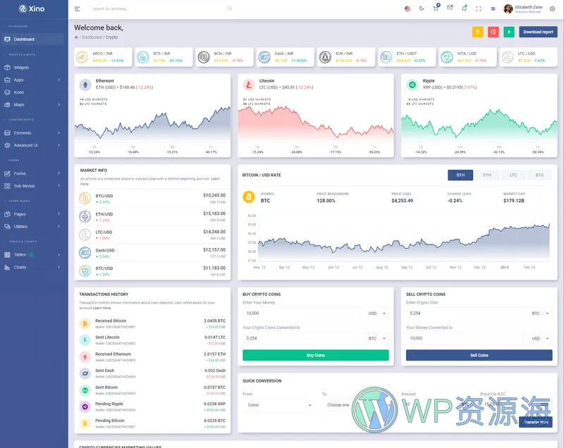 Xino-加密货币区块链网站后台管理HTML模板插图25-WP资源海