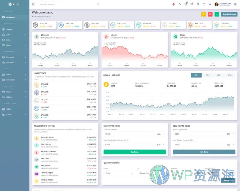 Xino-加密货币区块链网站后台管理HTML模板插图26-WP资源海