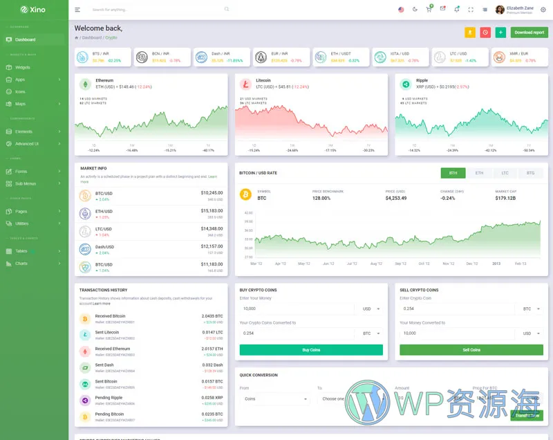 Xino-加密货币区块链网站后台管理HTML模板插图28-WP资源海