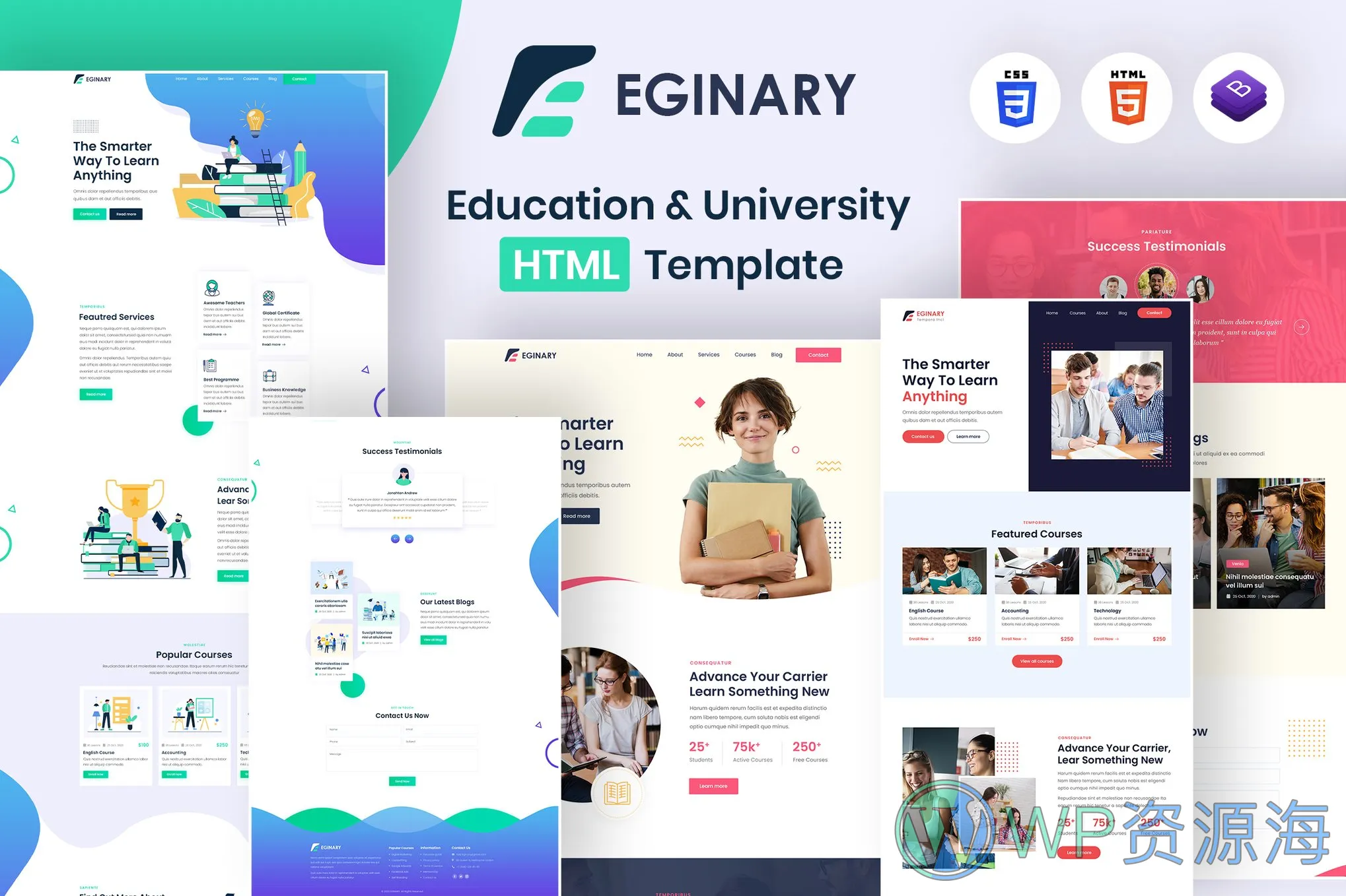 Eginary-教育培训学校大学网站HTML5模板插图-WordPress资源海