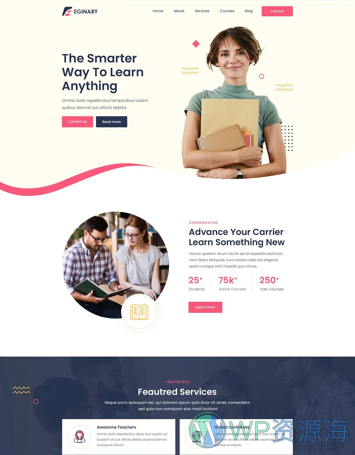 Eginary-教育培训学校大学网站HTML5模板插图3-WP资源海