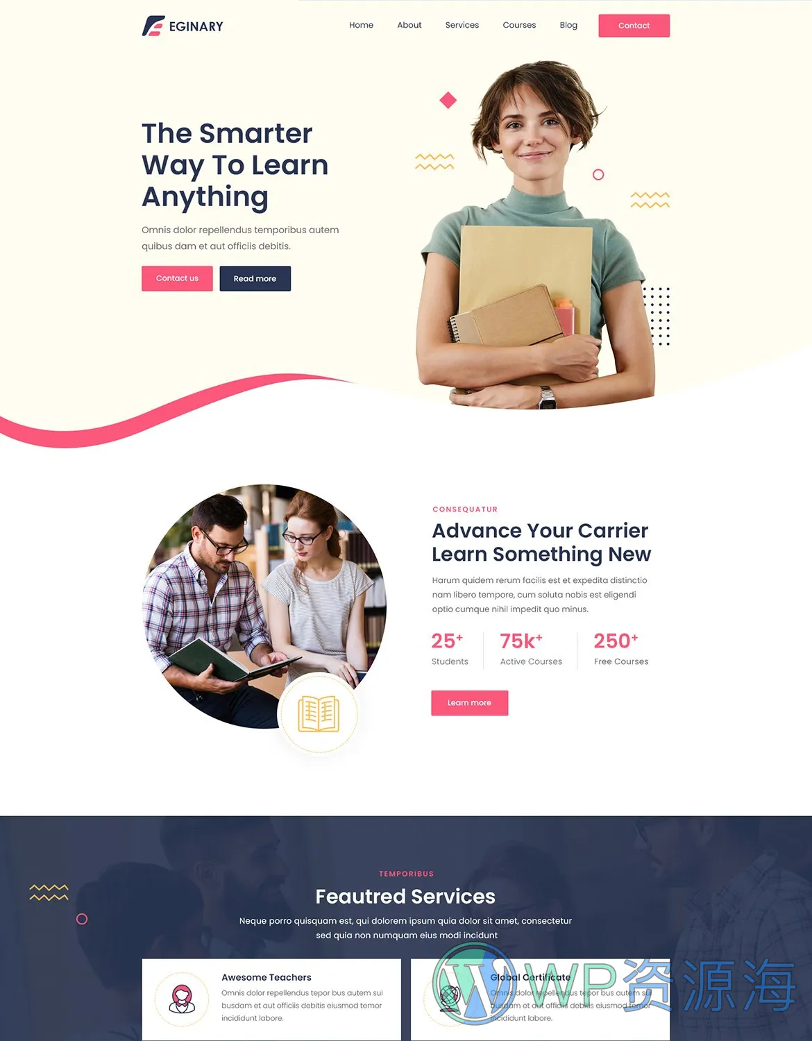 Eginary-教育培训学校大学网站HTML5模板插图3-WordPress资源海