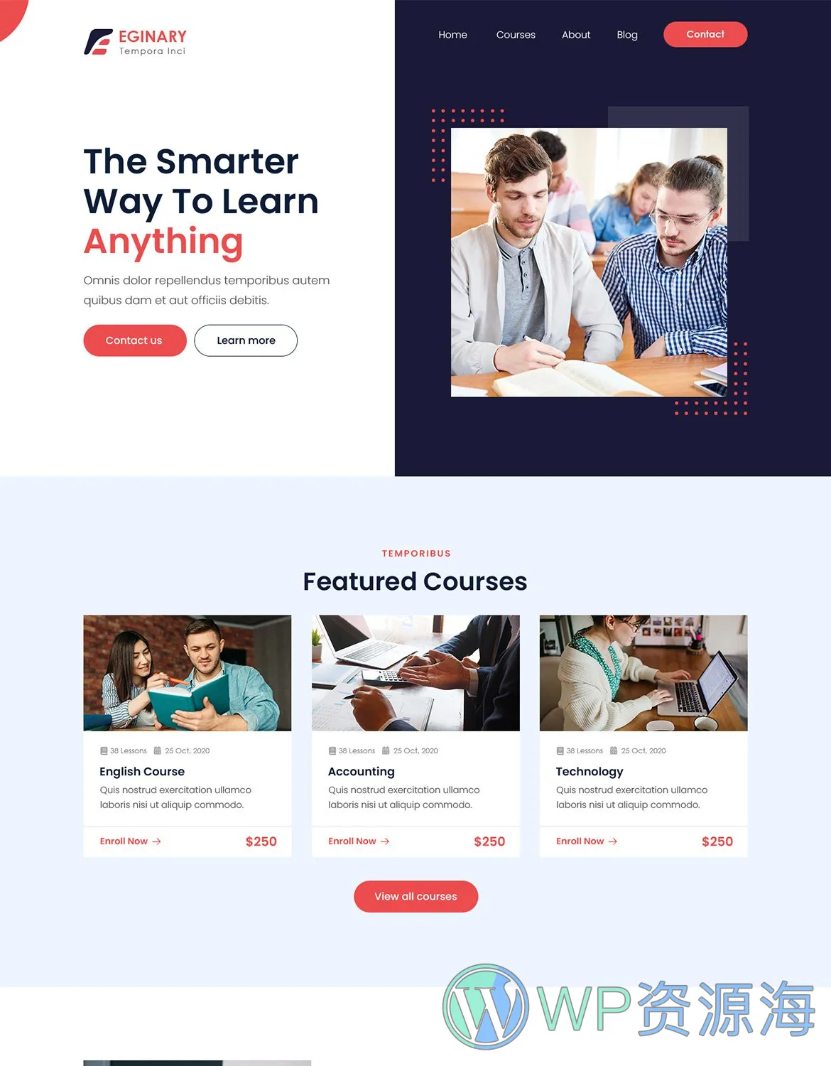 Eginary-教育培训学校大学网站HTML5模板插图2-WordPress资源海