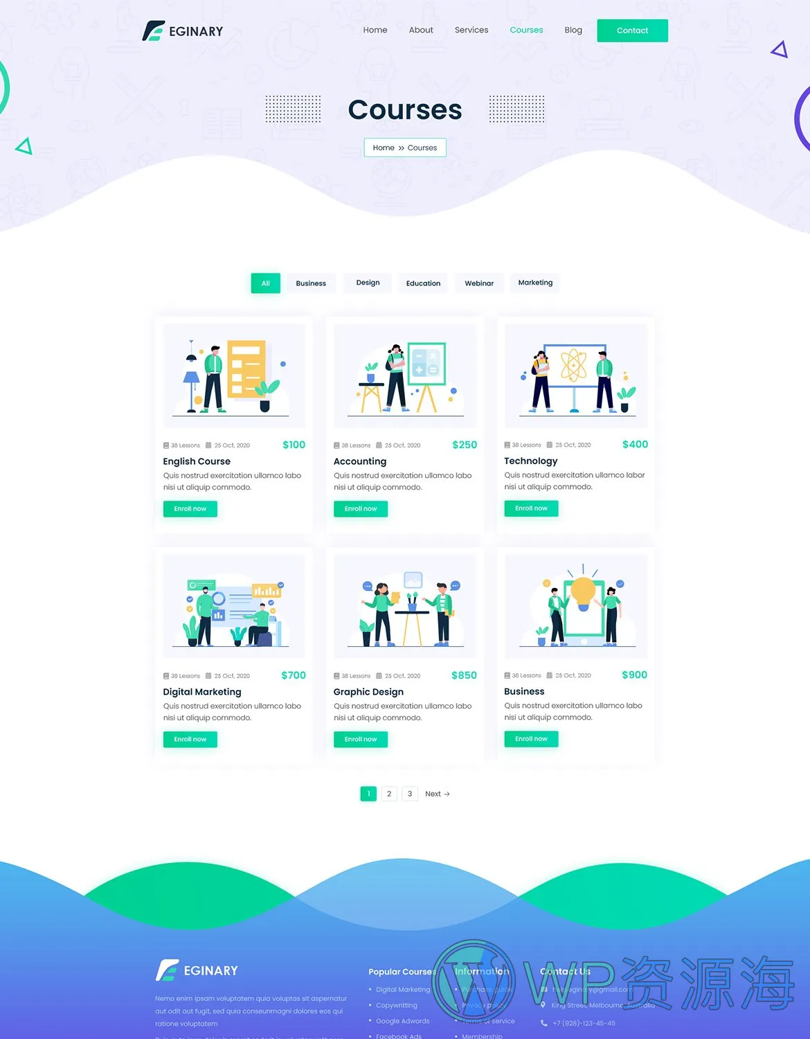 Eginary-教育培训学校大学网站HTML5模板插图7-WordPress资源海