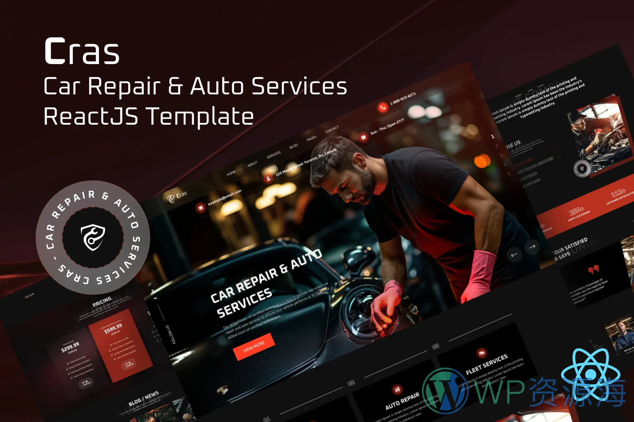 Cras-汽车维修汽车改装配件商城网站模板HTML和ReactJs双版本插图1-WordPress资源海