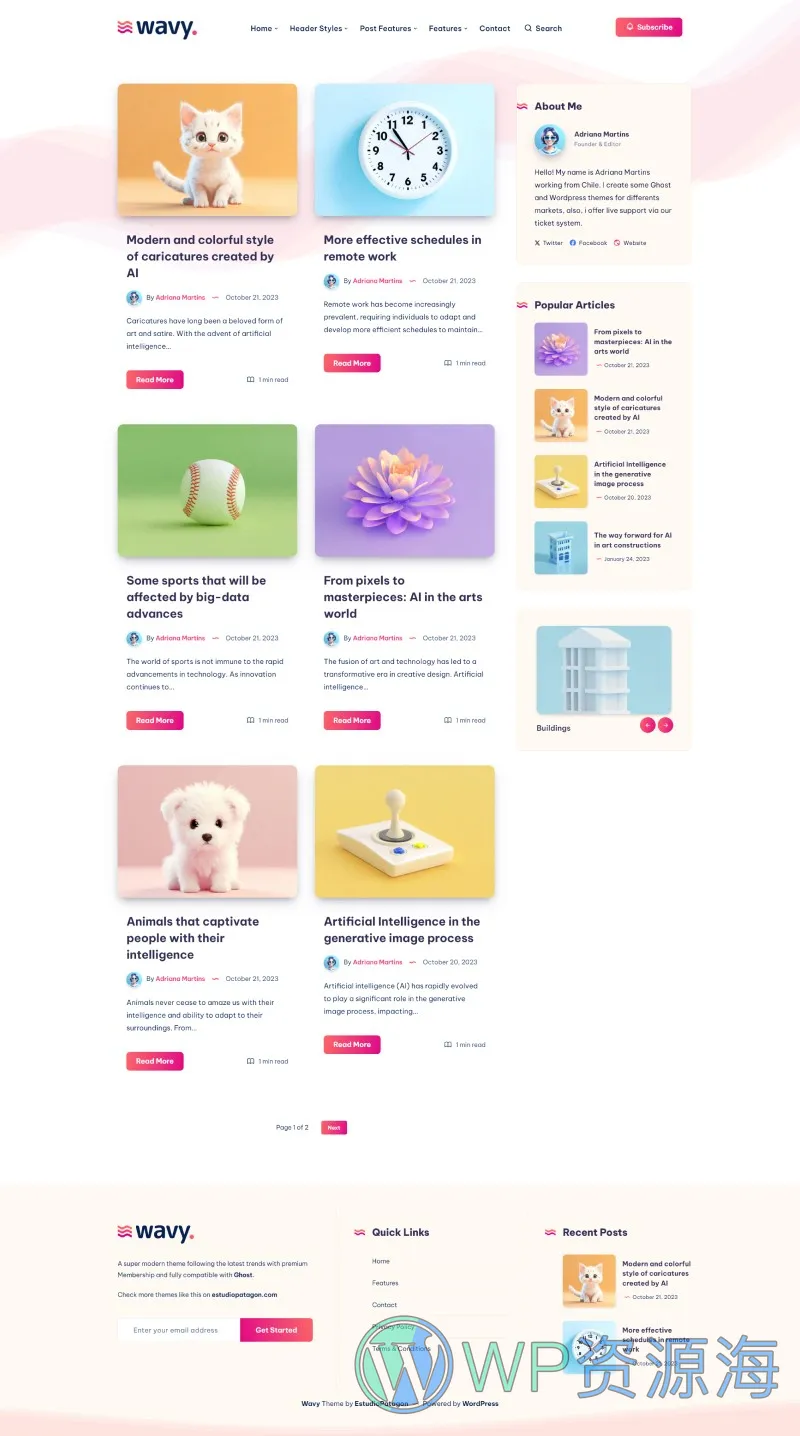 Wavy-简约轻量漂亮的WordPress博客主题[更至v1.8.5]插图4-WP资源海