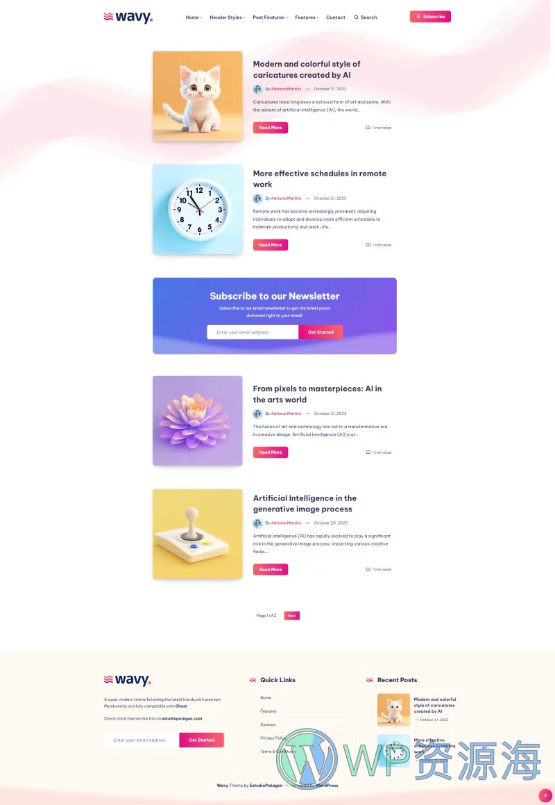 Wavy-简约轻量漂亮的WordPress博客主题[更至v1.8.5]插图6-WP资源海