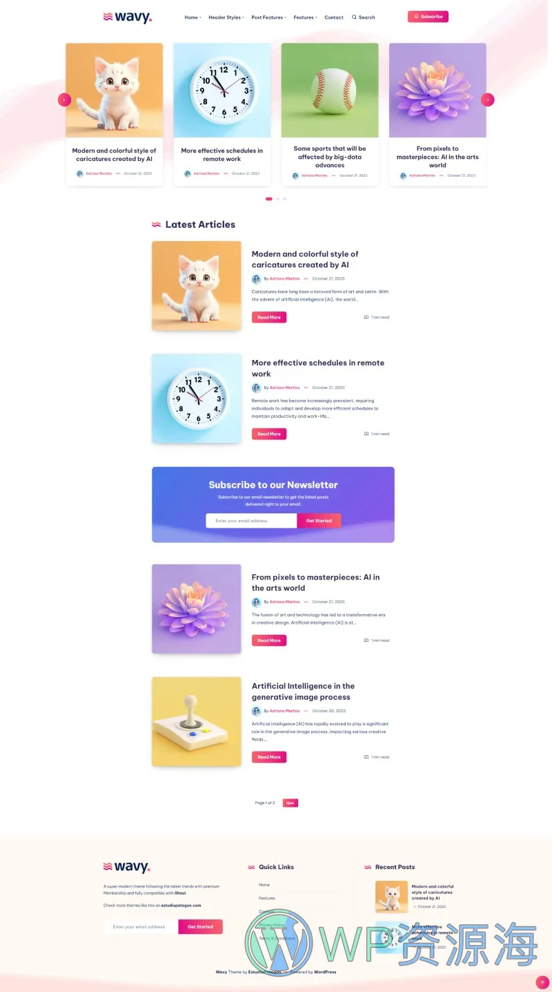 Wavy-简约轻量漂亮的WordPress博客主题[更至v1.8.5]插图7-WP资源海