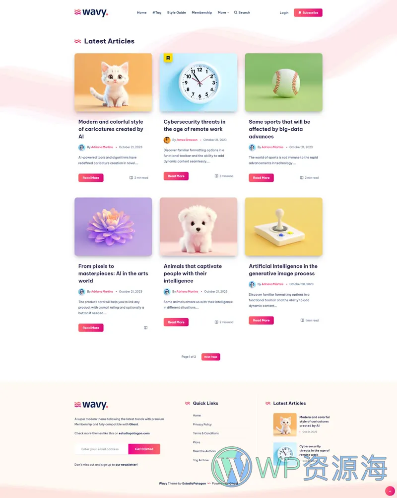 Wavy-简约轻量漂亮的WordPress博客主题[更至v1.8.5]插图5-WP资源海