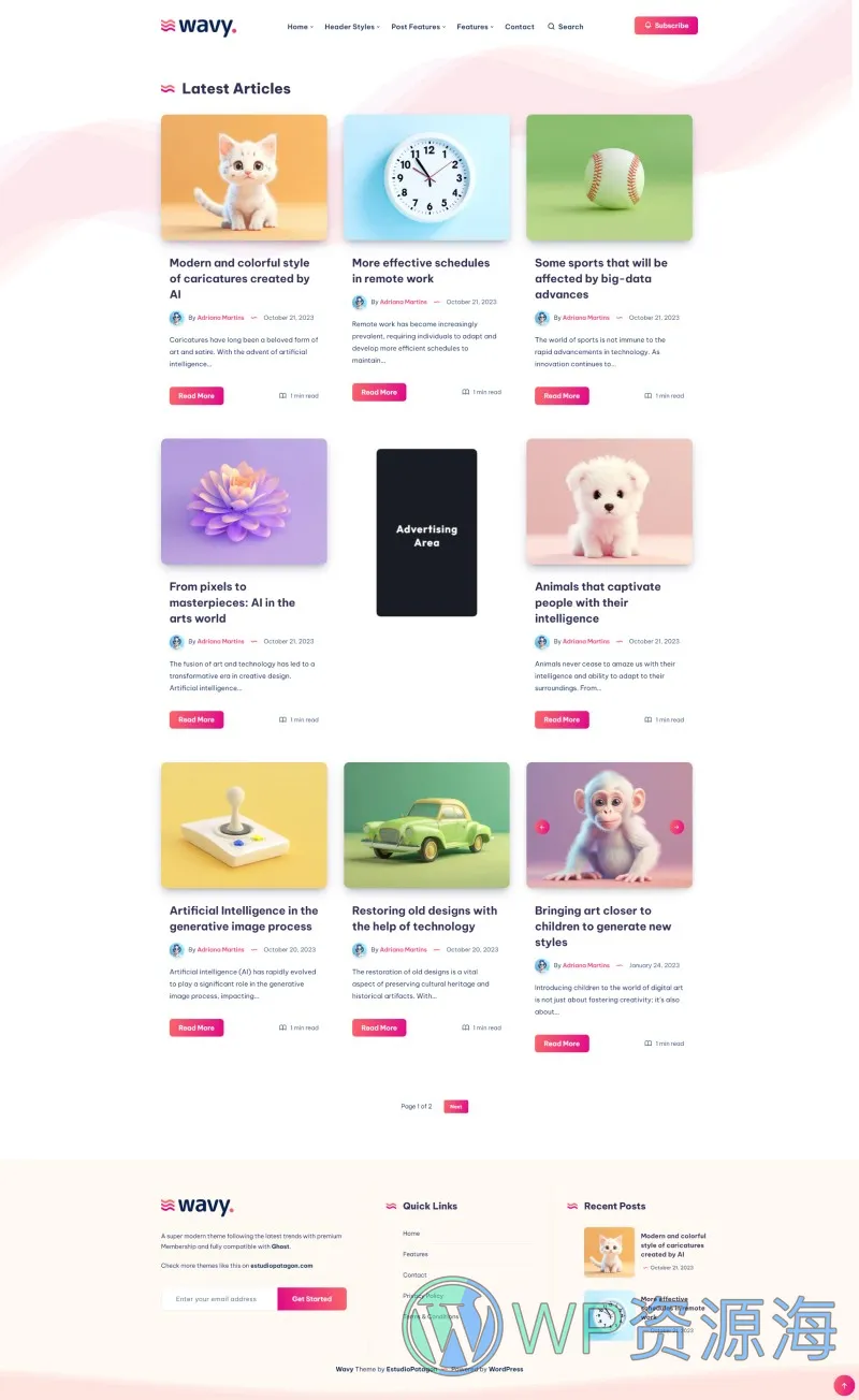 Wavy-简约轻量漂亮的WordPress博客主题[更至v1.8.5]插图2-WP资源海