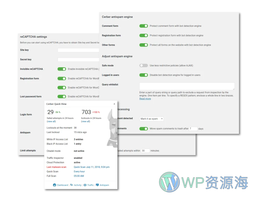 WP Cerber Security PRO-网站防护墙安全备份WordPress插件插图1-WP资源海
