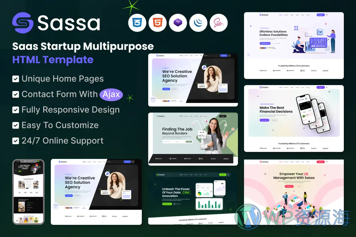 Sassa-精品多用途企业网站HTML模板插图-WordPress资源海
