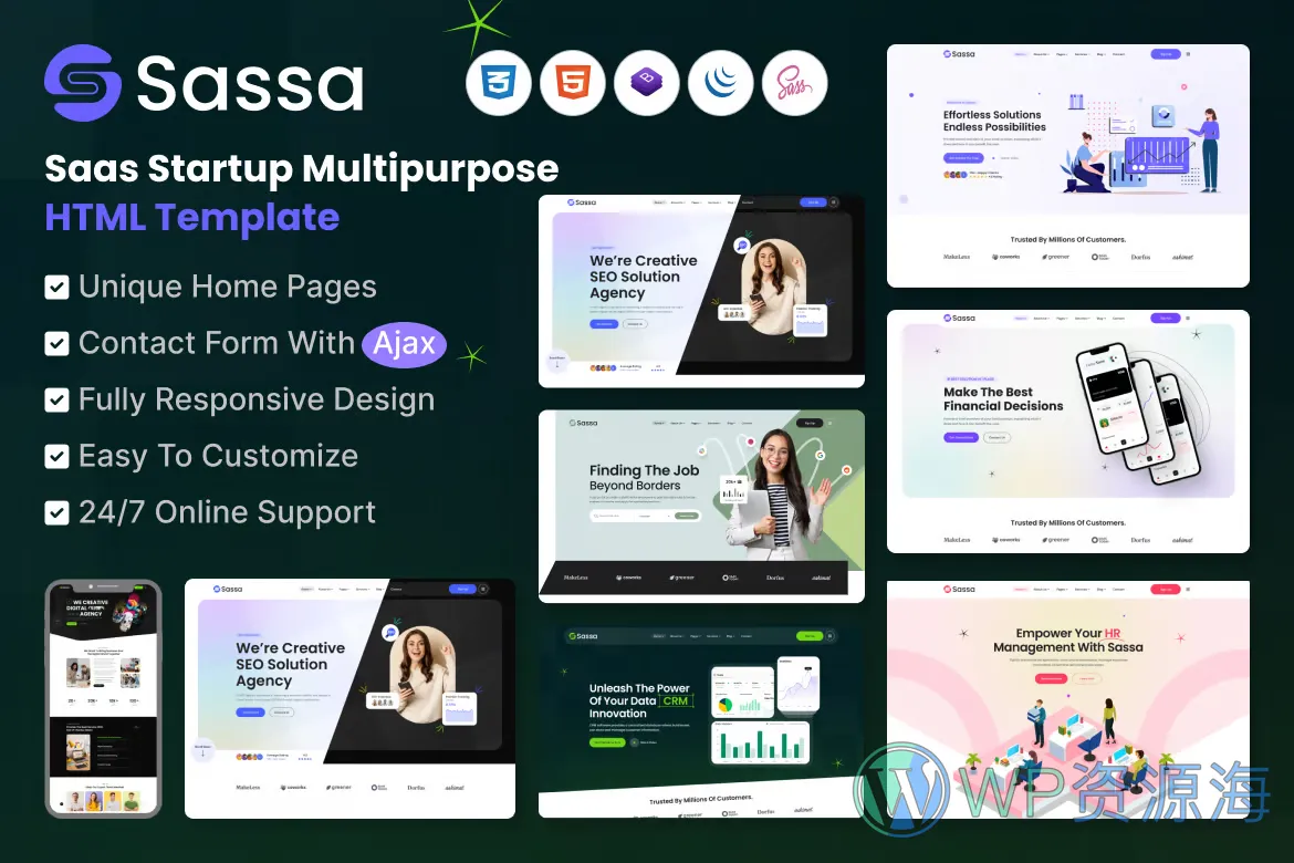 Sassa-精品多用途企业网站HTML模板插图-WP资源海 Sassa-精品多用途企业网站HTML模板插图-WP资源海