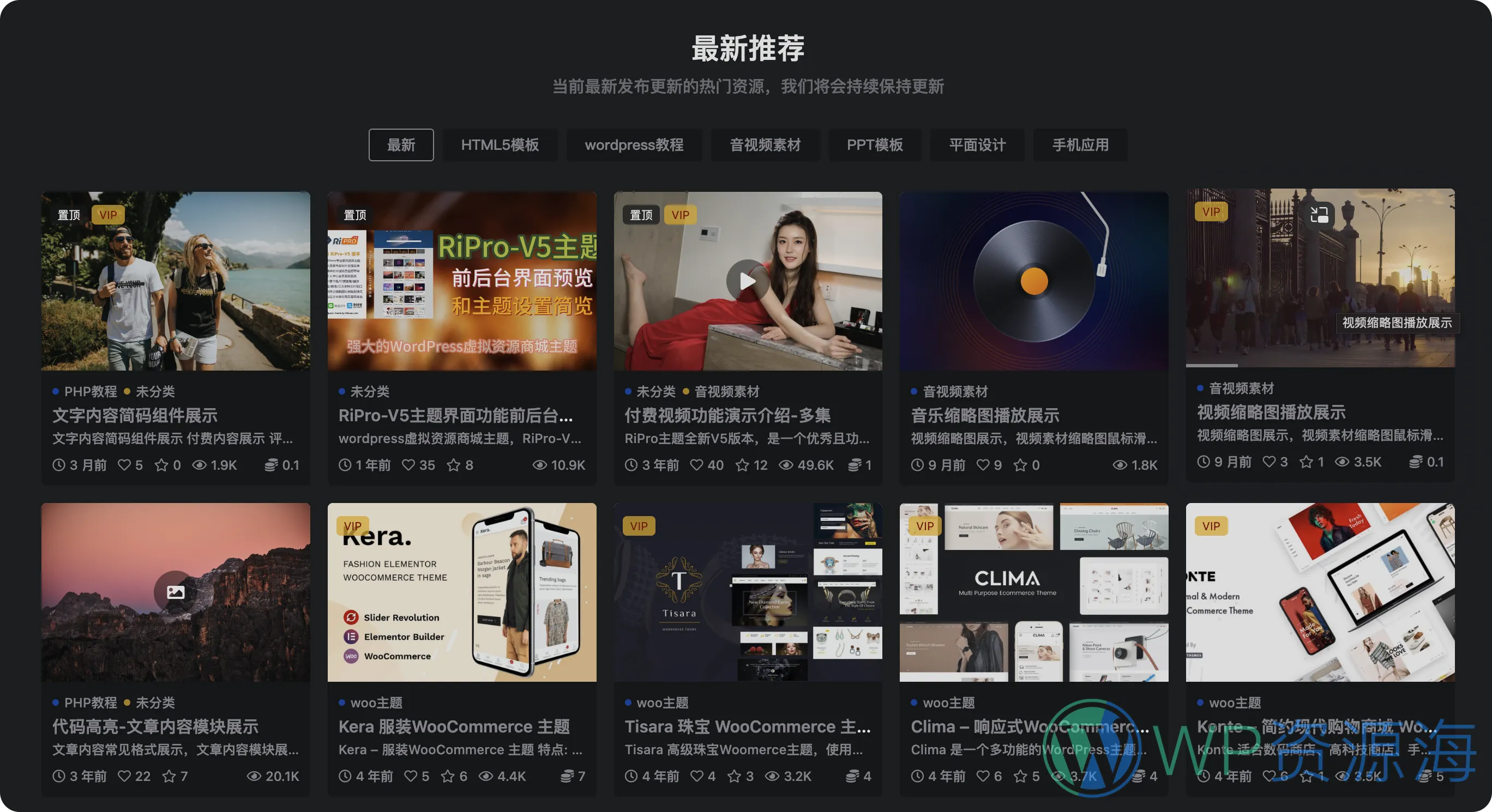 RiPro-V5 资源下载/知识付费网站WordPress主题插图1-WP资源海