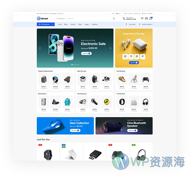 Wolmart-多卖家多用途商城WooCommerce主题插图1-WP资源海