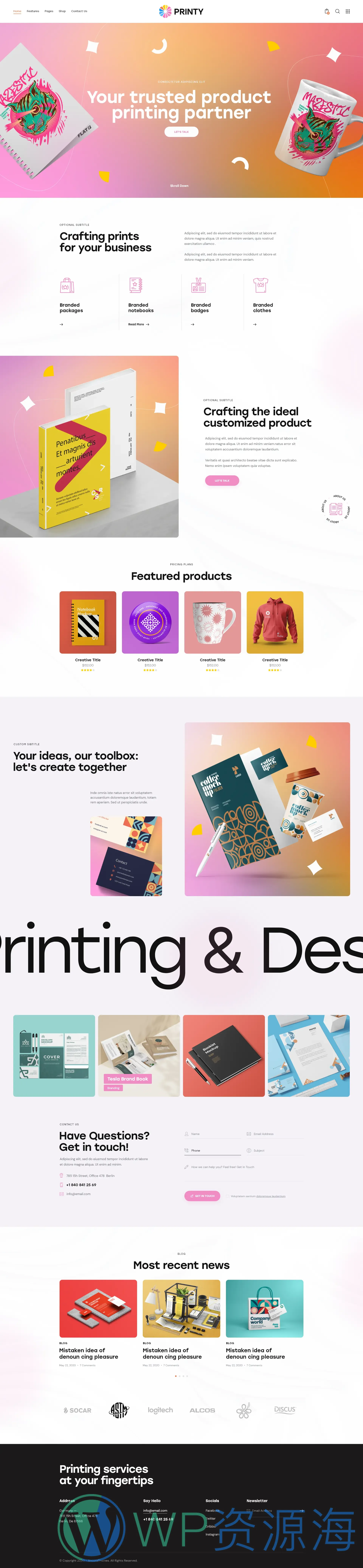 Printy-T恤印染印刷厂3D打印公司WordPress主题[更至v1.3]插图7-WP资源海